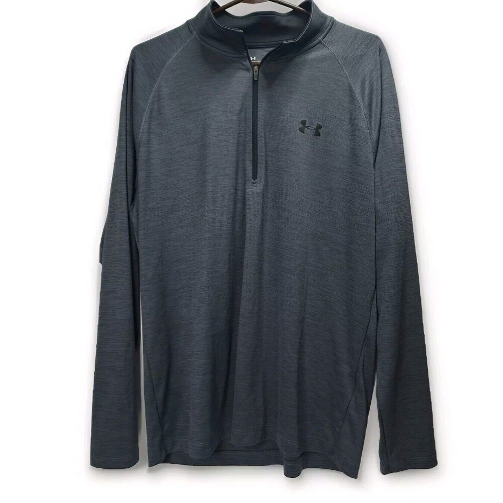 Under Armour Loose 1/4 Zip T Shirt Size XL Mens Long Sleeve Gray *